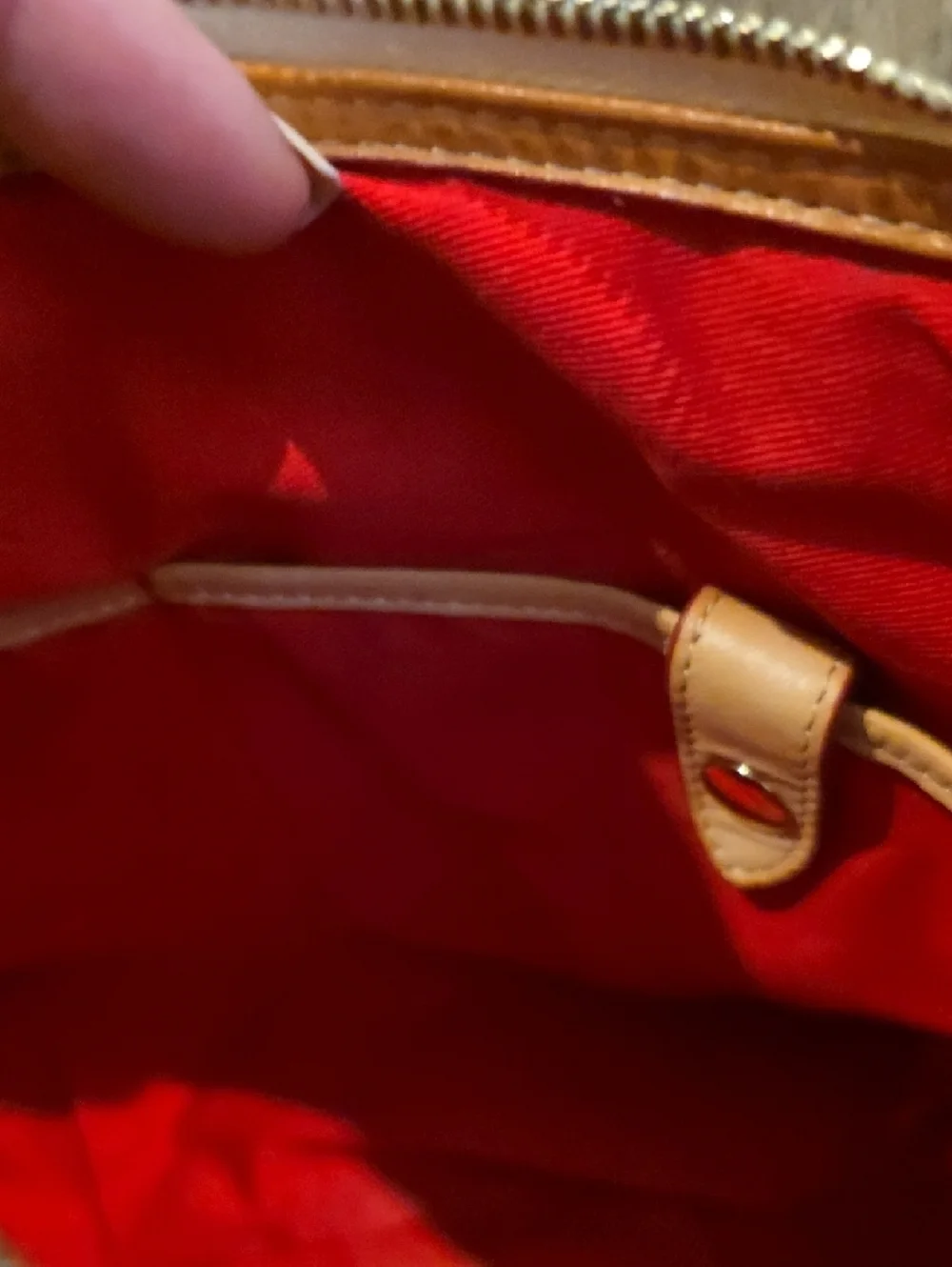 Dooney & Bourke Cream Shoulder Bag with Tan Trim and Brown Strap